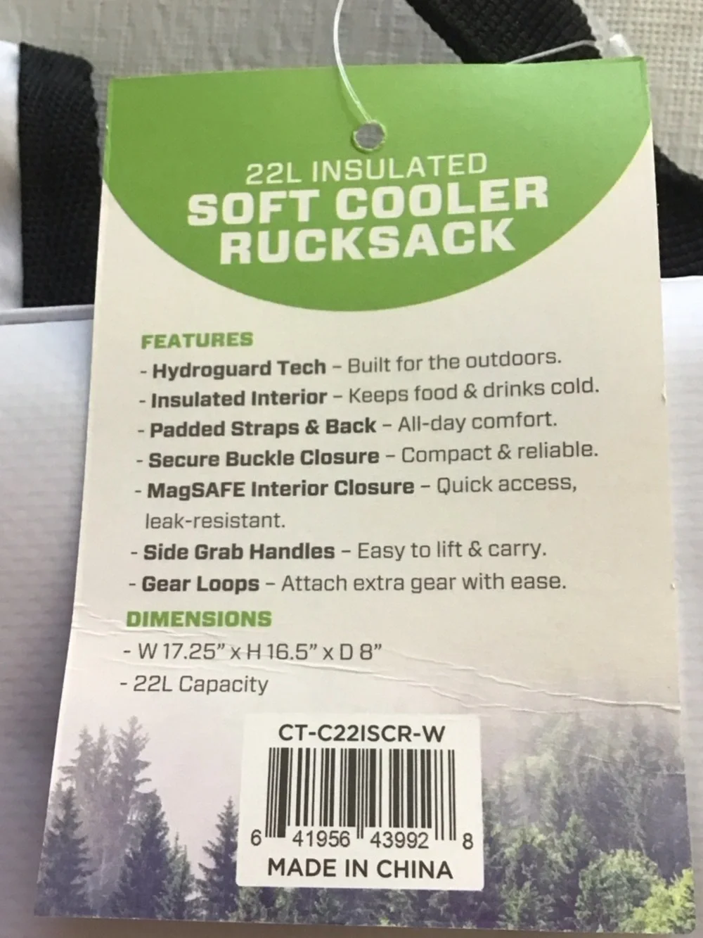 White and Black Men's Cooler Backpack can hold 24 cans